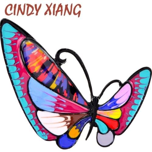 CINDY XIANG New Enamel Multicolor Asymmetry Butterfly Brooches Unisex Autumn Cute Insect Brooch Pins Fashion Jewelry Accessories
