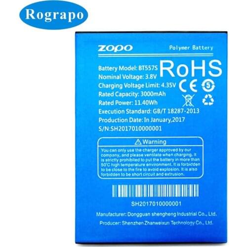 New 3000mAh BT557S Replacement Battery For ZOPO Speed 7 Plus BT557S Baterij Batterie Mobile Phone Batteries
