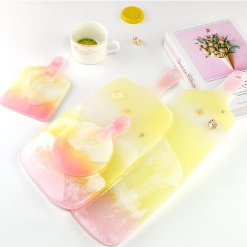TC131 Handle Tray Coaster Cup Mat Silicone Resin Molds Sets For Desktop Decoration