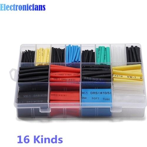 580pcs Polyolefin Shrinking Assorted Heat Shrink Tube 2:1 Wrap Wire Cable Insulated Sleeving Tubing Shrinkable With Box