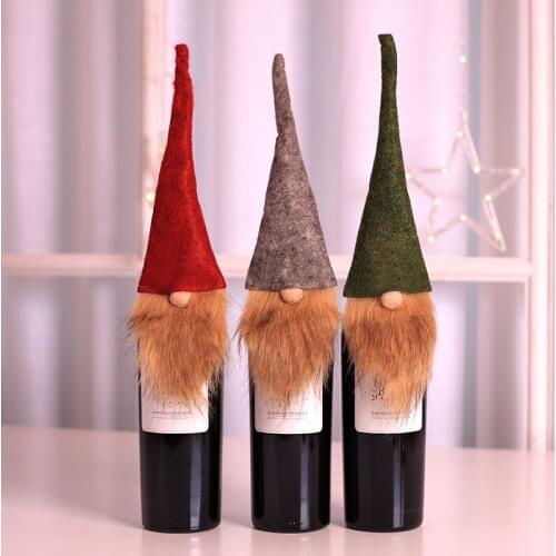 Christmas Wine Bottle Decor Set Santa Claus Snowman Bottle Cover Clothes Kitchen Decoration for New Year Dinner Aug 19th