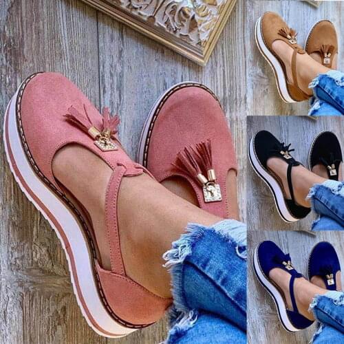 Women Flat Shoes Summer Vulcanized Shoes Solid Color Thick Bottom Womens Sandals Fashion Tassel Casual Style Womens Shoes