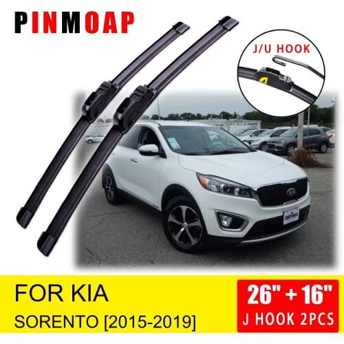 For KIA Sorento Prime UM MK3 2015 2016 2017 2018 2019 Front Wiper Blades Brushes Cutter U J Hook
