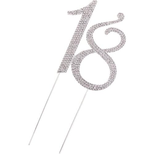 Glitter Rhinestone 15th 16th 18th 21th 25th 50th 60th 70th 90th Anniversary Birthday Cake Toppers