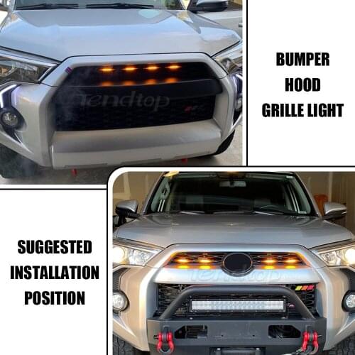 Tendtop For Toyota 4Runner TRD Pro 2014 2015 2016 2017 2018 2019 Grille Strobe Light Auto Accessories Parts Raptor Style