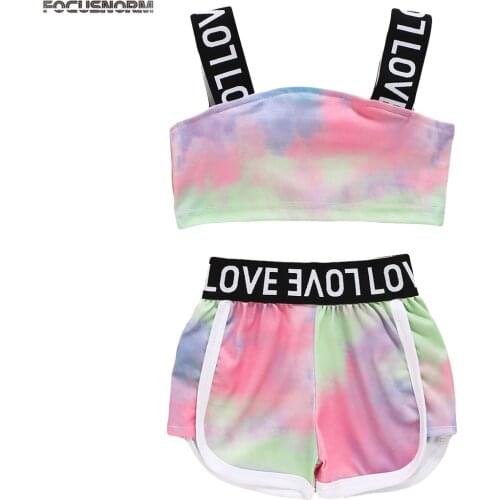 2020 Fashion Baby Girls Summer Clothes Sets Love Letter Printed Sleeveless Pullover Vest Tops Shorts 2pcs