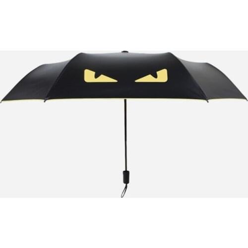 Little Devil Umbrella Vinyl Dual-use Rain Umbrella Folding Tri-folding Sun Sunscreen Anti-UV Creative Sunshade Impact Cloth