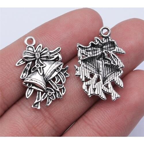 WYSIWYG 10pcs 24x17mm Antique Silver Color Bells Charms Pendant For Jewelry Making DIY Jewelry Findings