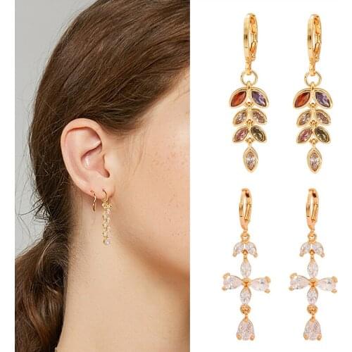 2Pcs Hot New Water Droplets Flower Leaf Earrings Female Fashion Jewelry Temperament Simple Long Earrings For Women Gift
