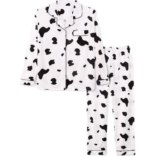 Womens Sleepwear Animal Pajamas for Women Pajama Set Girls Soft Milk Silk Long-Sleeved 2pcs T shirt+Long Pants Pijamas Mujer