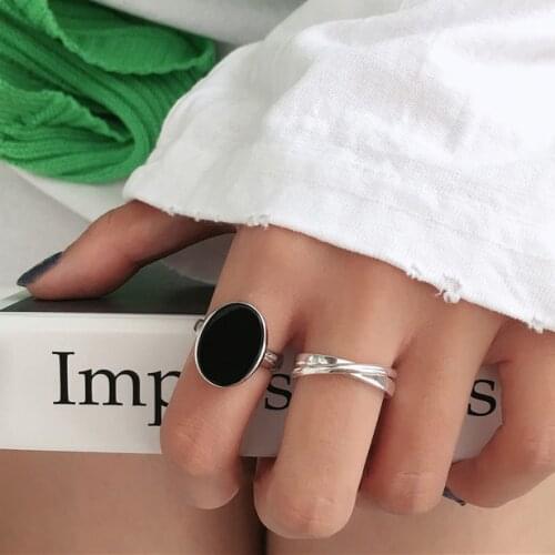 Resin Mold Black Finger Rings For Women Cool Personality Opening Adjustable Oval Ring Jewelry Girls Party Gifts Jewellery