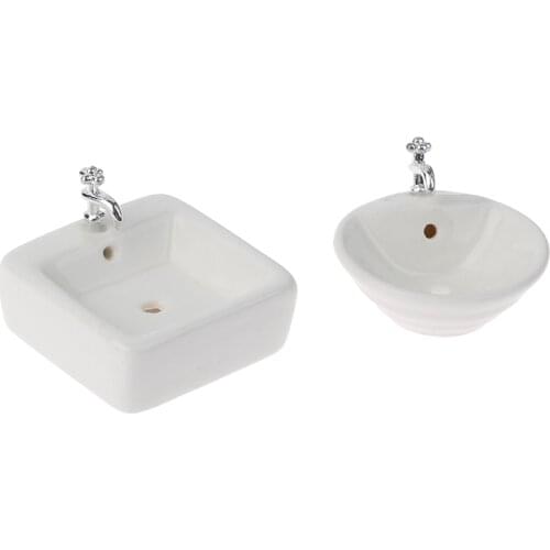 1:12 Dollhouse Miniature Bathroom Sink Ceramic Wash Basin Model Accessories Toys