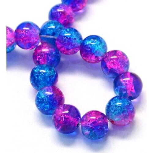 1 Strand Baking Painted Transparent Crackle Glass Round Beads 4mm 6mm 8mm for jewelry making Bracelet Necklace Strands