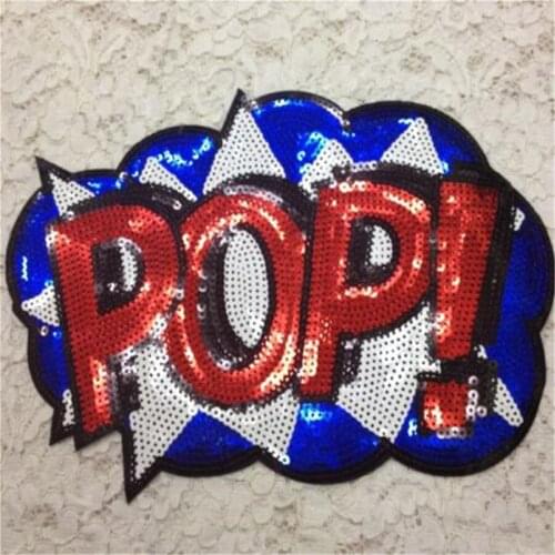 1Pcs Embroidered Iron On Patches For Clothes Brand Sequins POP Sequins Deal With It Clothing DIY Motif Applique