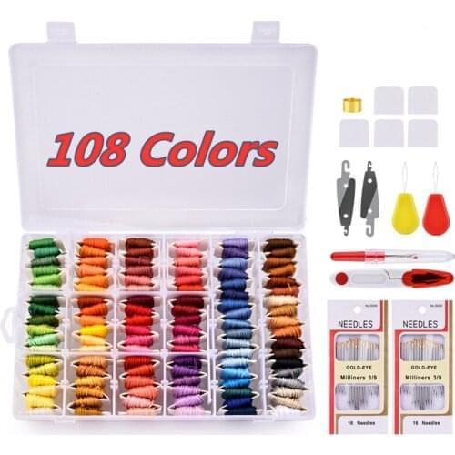 108 Colors Embroidery Thread Sets Cross Stitch Thread Floss DIY Handmade Needlework Tool Kit Sewing Skein Embroidery Accessories