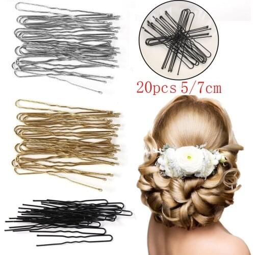 20 pcs Hot Sale 5/7 cm U Shaped Alloy Trinket Hairpin Hair Clips Bobby Pins Metal Barrette Woman Dish Bridal Hair Styling Tools