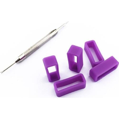 5pcs light purple silicone bezel watch with moving ring watch accessories silicone strap loop14mm16mm18mm19mm20mm22mm