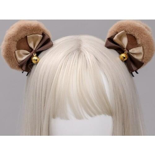 6 Colors Beautiful Masquerade Kawaii Bear Ears Cosplay Anime Ear Party Costume Bow Tie Bell Headwear Hair Clips Hair Accessories