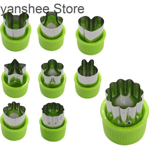 9 units / set of vegetable and fruit cutter mold love Star rabbit mouse flower biscuit cube sugar plunger mold baking tool