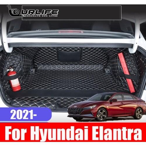 Car Styling Custom Rear Trunk Mat Leather Waterproof Auto Cargo Mats Liner Pad Carpet Accessories For Hyundai Elantra CN7 2021