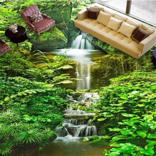 Beibehang Custom wallpaper natural scenery green toilet bathroom 3d flooring stickers wallpaper PVC self-adhesive wallpaper