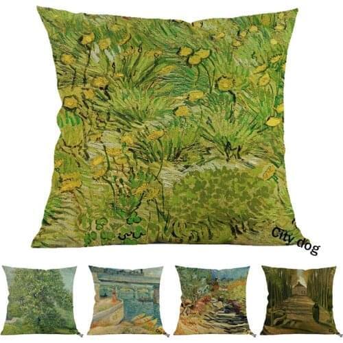 A Field with dandelions Painting art Cotton and linen square 45*45cm pillow case Cushion cover Home sofa pillowcase Decor