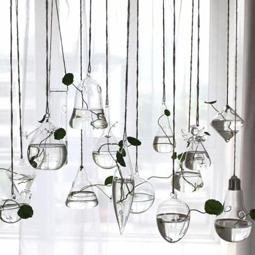Home Garden Hanging Glass Ball Vase Flower Plant Pot Terrarium Container Party Wedding Decor Creative Hanging Decoration