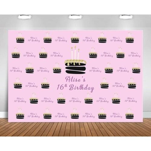 Birthay Party Backgrounds for Photography Studio Pink Cake Sweet 16th Adult Ceremony Decor Celebrate Photobooth Photocall