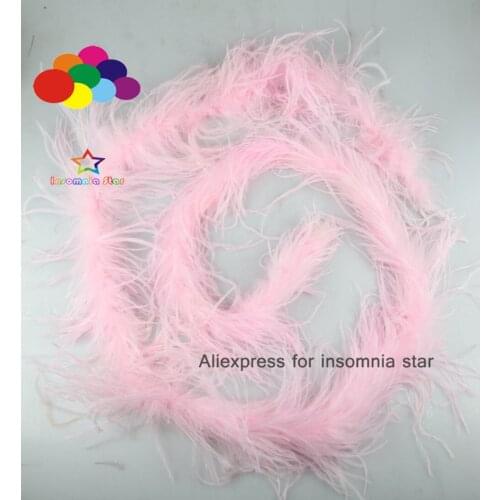 Hot 2M light pink Ostrich Feather Plume Boas Scarf Handcraft for Crafts for Wedding Decoration Dance Performance Handcrafts