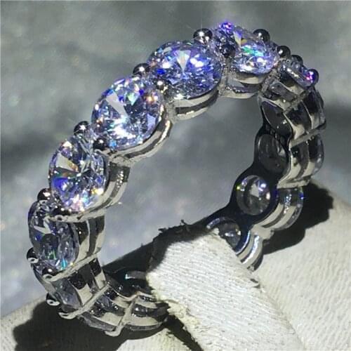 Eternity Promise ring 925 Sterling silver Round cut 6MM Sona AAAA cz Engagement Wedding Band Rings for women men Finger Jewelry