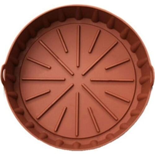 Round Thick Silicone Air Fryer Baking Tray Frying Grill Pan Bread Cake Fried