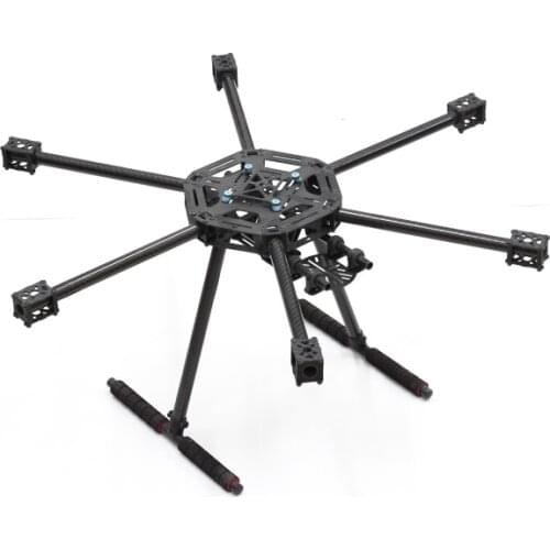 LJI X600-X6 X6 600mm X600 FPV Hexacopter Frame with Carbon Fiber Landing Gear Skid Upgraded Version for RC Multicopter