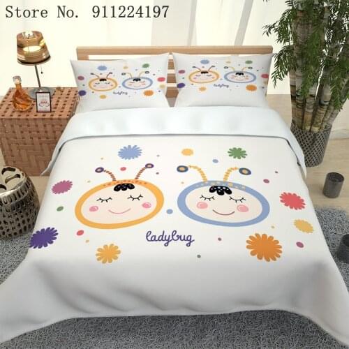Cute Duvet Cover Set Comforter Bedding Set 3D Cartoon Honeybee Candy Printing 2/3pcs Quilt Cover Twin Full Single Double