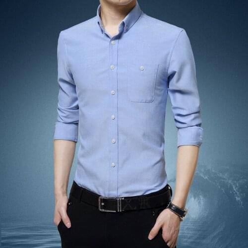 2019 New Fashion Shirts Mens Smart Casual Shirts Autumn Slim Shirt Long-sleeved No Ironing Lapel Collar Tops