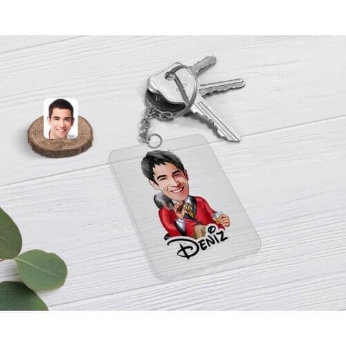 Personalized Men 'S Boss Caricature Of Transparent Plexiglass Anahtarlık-2
