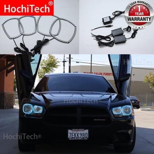 For Dodge Charger 2011 - 2014 Angel Eye Halo Rings Latest Headlight Multi-color RGB LED Angel Eyes Halo Ring Eye Remote Control