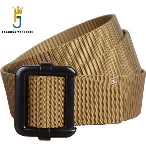 FAJARINA Unisex Quality Fashion Canvas Casual Styles Straped Nylon Belts for Men Alloy Smooth Buckle 120cm Length CBFJ0063