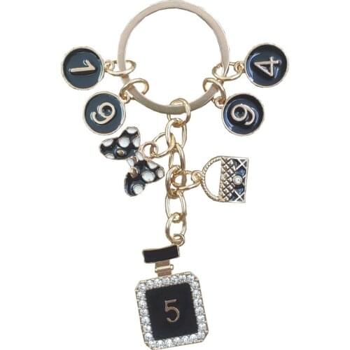 Luxury Enamel Perfume Bowknot Handbag Style Birth Year Keychain Key Ring Women Lady Female Anniversary Present Jewelry Gift