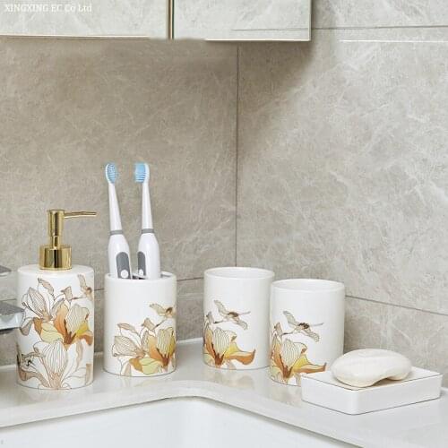 Modern Bathroom Supplies Set, Toothbrush Holder, Ceramic Storage Tray, Creative Toiletries, Simple Household Bathroom Accessorie