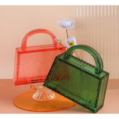 Top Handle Transparent Bag Small Woman Phone Bag Chain Lipstick Handbag Hard Box Evening Bag Cigarette Case Acrylic Clutch