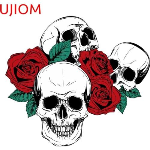 UJIOM Human Skull with Roses Home Decoration Bedroom Living Room Decorations Wall Stickers Customizable Cartoon Decor Poster