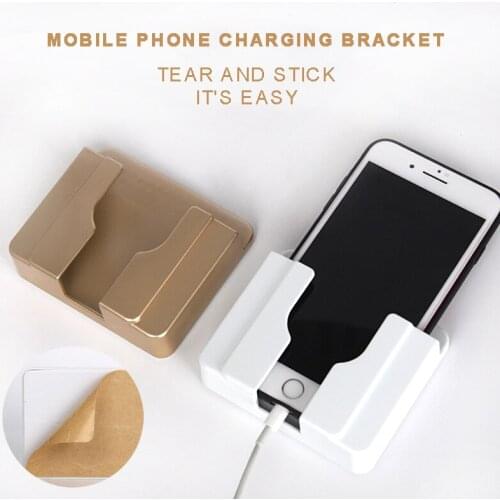 Universal Wall Mounted Mobile Phone Holder Charging Stand Holders Bracket Storage Support Hanger Mobile Phone Accessories