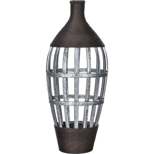 Vitale Nari Rattan Braided Vase Large Size AK.GB0005-Vase Width: 31 Length: 31 Height: 75 Material Type: Rattan Weave, Metal
