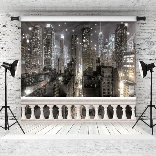 Night City Railing Vinyl Photographic Background Vintage for Party Child Baby Shower New Born Customized Backdrop Photo Studio
