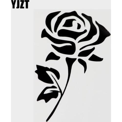 YJZT 10.5CM×15.4CM Fashion Decal Flower Vinyl Motorcycle Car Sticker Black/Silver 18B-0153