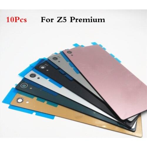 10Pcs/Lot Back Battery Cover Door For Sony Xperia Z5 Premium E6883 Housing Rear Glass Case With Sticker