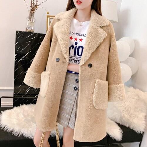Winter Women High Quality Faux Lamb Fur Coat Luxury Long Fur Coat Loose Lapel OverCoat Thick Warm Plus Size Female Plush Coats