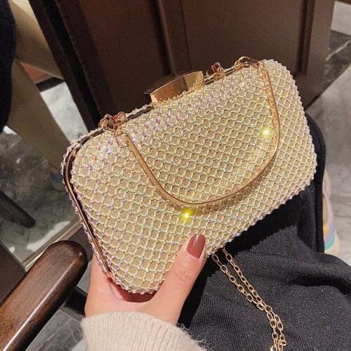 Golden Party Wedding Day Clutch Diamonds Gift Luxury Purse Handle Hollow Fashion Party Evening Bags Purse