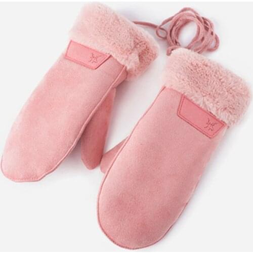 1Pair New Design Solid Color Winter Gloves For Women Ladies Girls Thick Warm Outdoor Gloves Mittens Female Plus Velvet Mittens