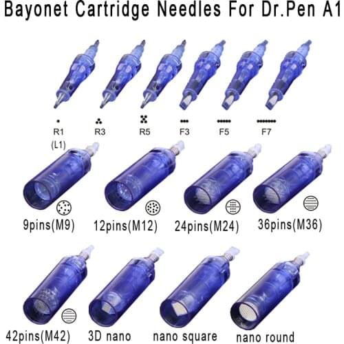 10pcs Bayonet Cartridge Needles 1/3/5/7/9/12/24/36/42/nano For Electric Dr.Pen A1 Derma Pen Microblading Needles Micro Stamp